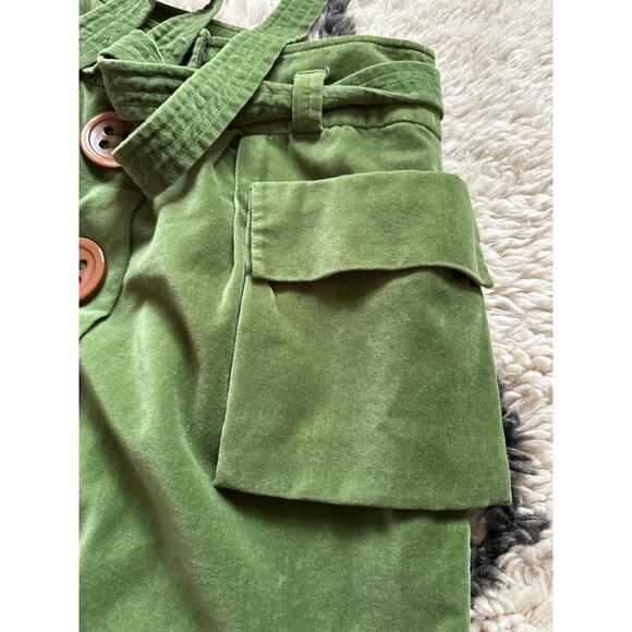 Anthropologie elevenses plush skirt fairy story deep pockets green belted button - Picture 3 of 16